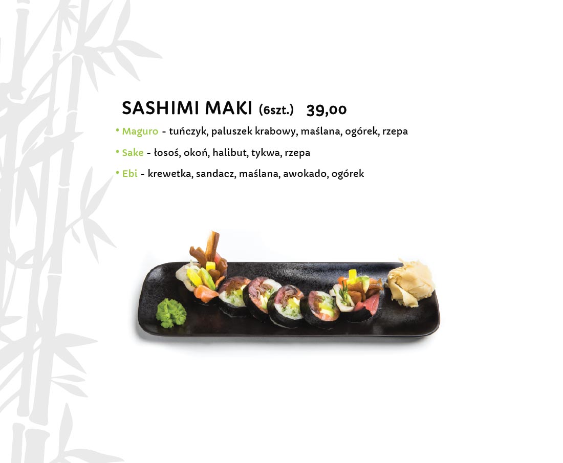 Sashimi Maki Sushi Restauracja japońska Miyako Sushi Kraków
