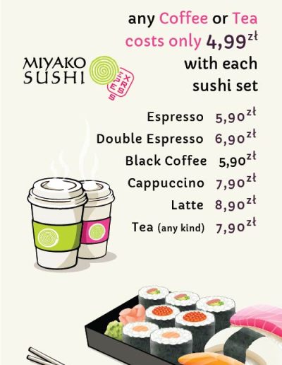 Coffee, Tea Promo - Miyako Sushi Restaurant Krakow