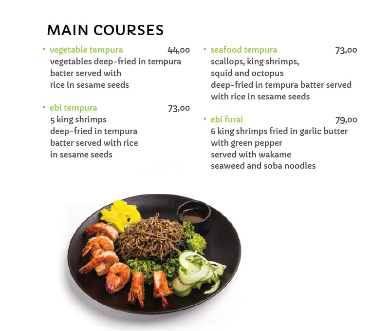 Main Courses - Miyako Sushi Japanese Restaurant Krakow
