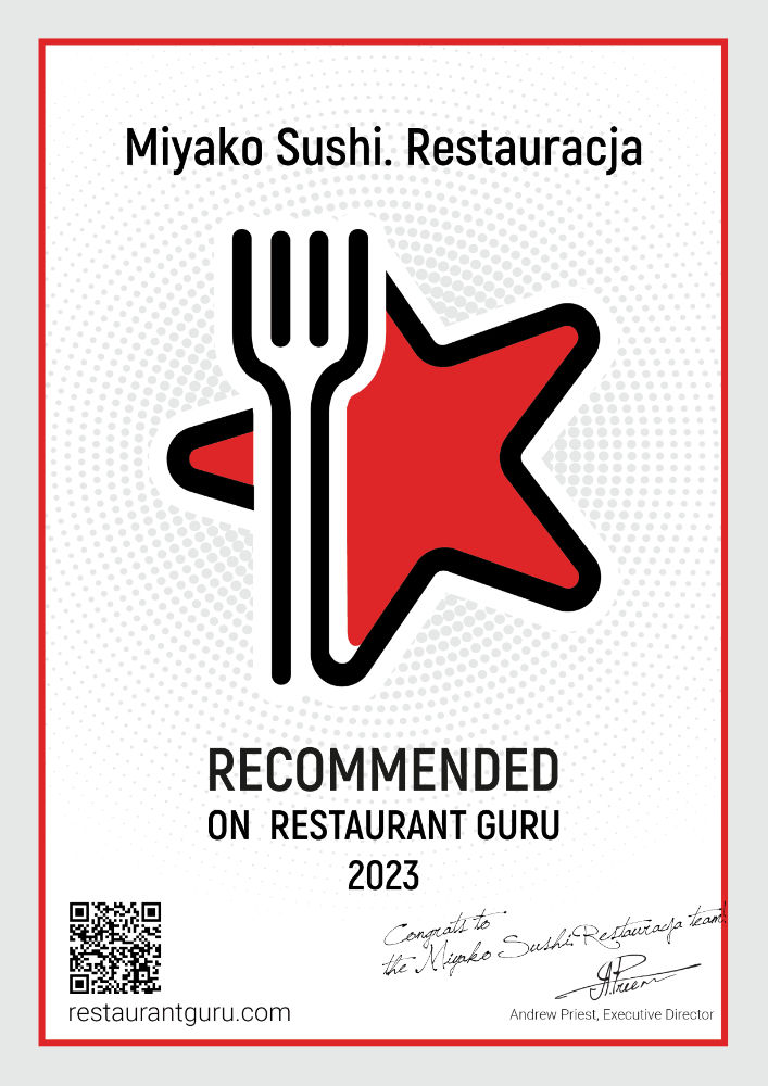 Miyako Sushi Restaurant Guru Certificate