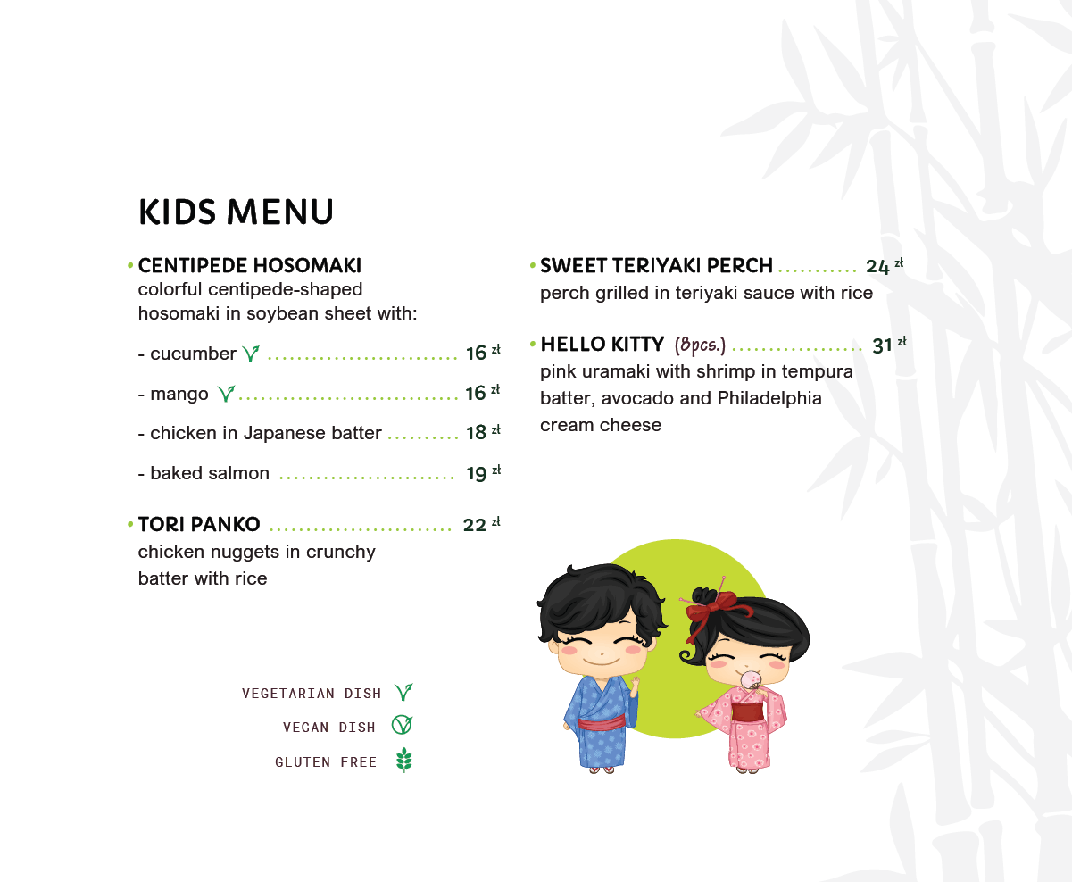 Kuchnia japońska dla dzieci / Kids Menu /Restauracja japońska Miyako Sushi Kraków