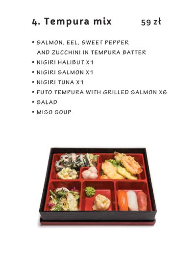 Lunch Menu - Tempura Mix - Miyako Sushi - Japanese restaurant Krakow